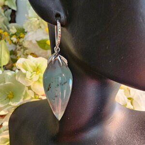 Aquaprase™ & White Zircon accent Earrings in Sterling Silver, 925